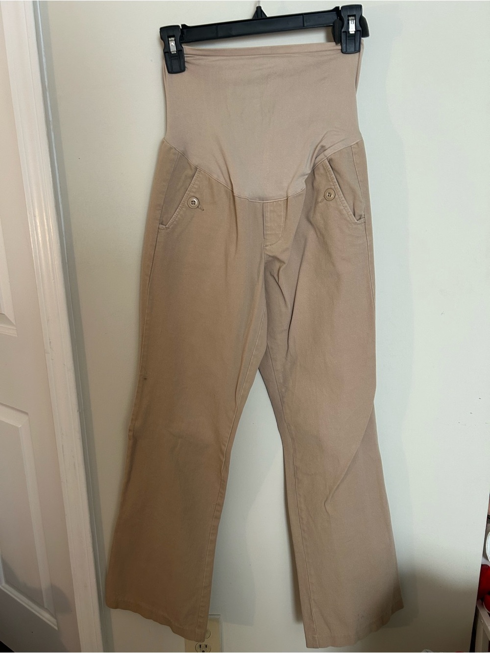 Maternity High-Waist Wide Leg Pants - Beige